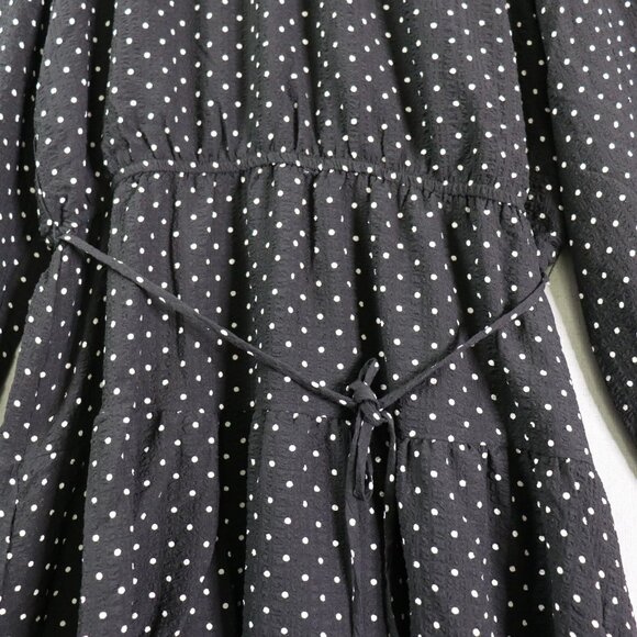 Draper James Polka Dot Ruffle Dress Women’s XXL Black White Long Sleeve Tiered - Picture 4 of 16